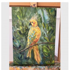 Yellow parrot - original painting oil on canvas 30*40 cm